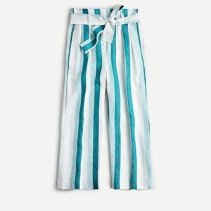 Linen Paperbag Striped Pants